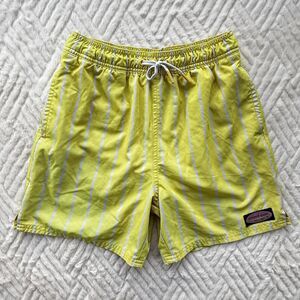 Vineyard Vines Boys Swim Trunks Yellow Stripe Board Shorts Size M 12